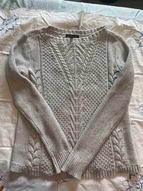 Banana Republic Sweater Womens Small Beige Cotton Blend Fisherman Knit Top Shirt